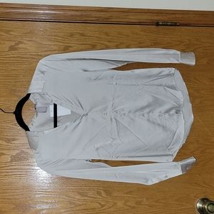 H&M Silk Ivory Button Down Long Sleeve Blouse